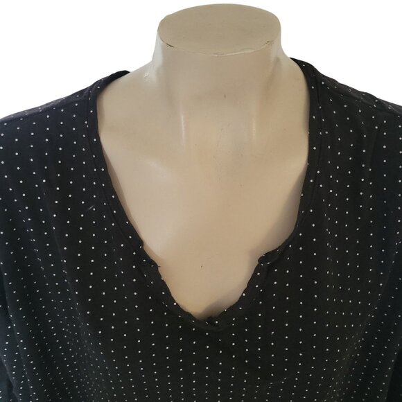Catherines Black Polka Dot Tunic Top 2X 22/24W 3/4 Sleeves 100% Cotton Womens Bl - Picture 2 of 6